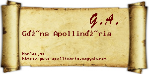 Güns Apollinária névjegykártya